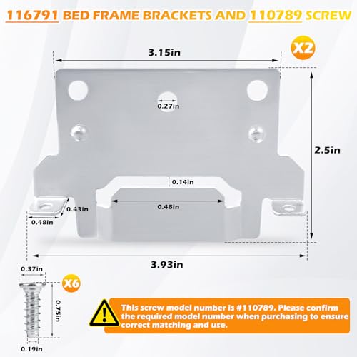 Image of 116791 110789 Mounting Plates Replacement for IKEA Bed Frame Brackets Part