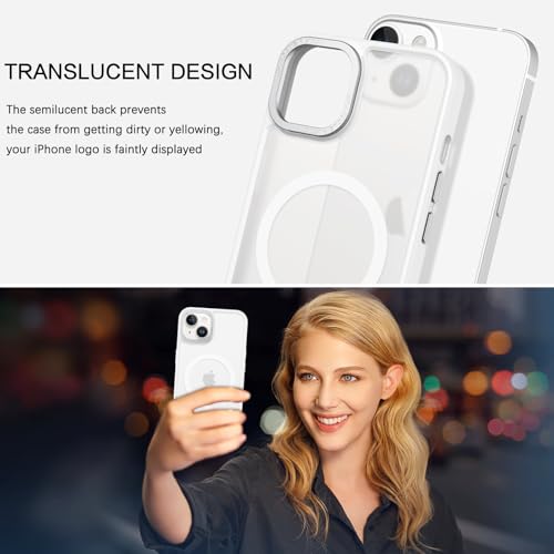 Image of BENTOBEN Magnetic for iPhone 13 Case & iPhone 14 Case [Compatible with Magsafe] Translucent Matte Phone Case iPhone 13 /14 6.1 inch Slim Thin Shockproof Women Men Protective Cover, Pure White