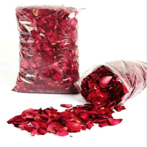 LIUBI Pétalos de Rosa de Flores secas para decoración de baño, Suministros de Hotel para San Valentín, Bodas, Fiestas, 1 o 2 Paquetes