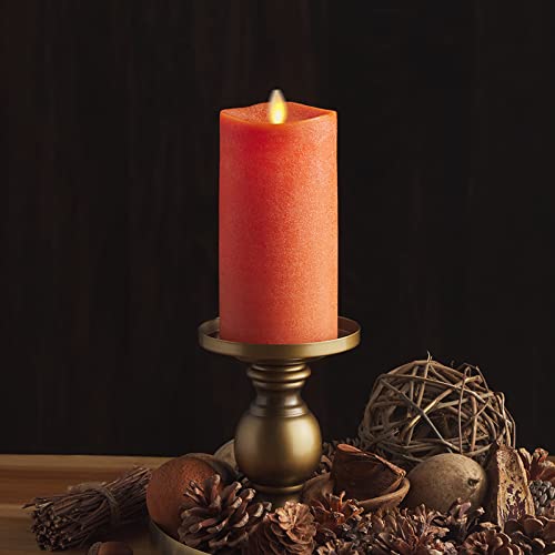 Image of Luminara - Flameless LED Battery Operated Flickering Pillar Candles - Burnt Orange- Pack of 1-3x6.5 - Realistic Moving Flame Real Wax Indoor /Outdoor