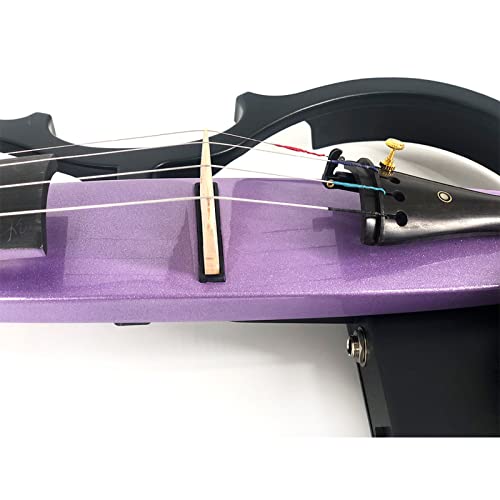 Electric Violin Silent Violin Solid Maple Wood Metallic Electronic Quite Violin With Ebony Fittings，Silent Fiddle For Beginners（Purple） #TOP2