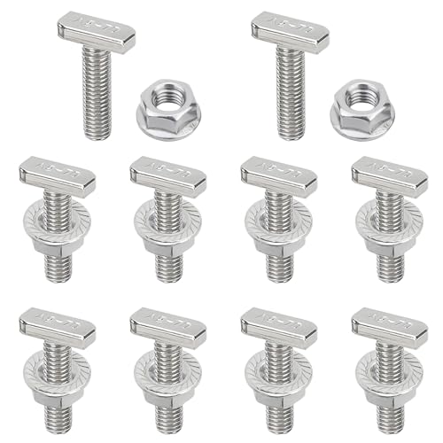 Gativs Lot de 10 Vis à Tête Marteau M8 x 20 en Acier Inoxydable A2-70, Vis en T avec Écrous à Dents de Blocage, Vis à Tête Marteau avec Écrous à Dents de Blocage, pour Rail de Montage Solaire PV