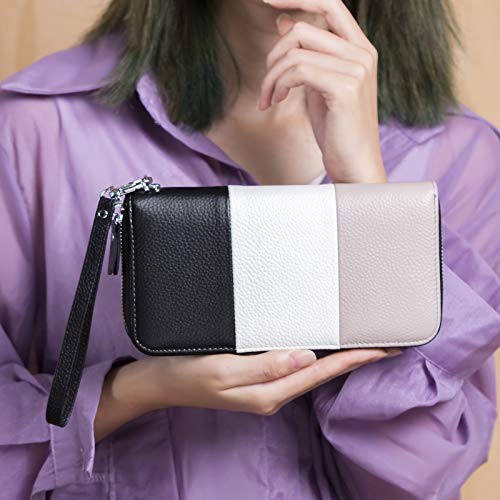 Womens Wallet Rfid Blocking Genuine Leather Multi Credit Card Large Capacity Zip Around Clutch Travel Purse Wristlet Black #TOP4
