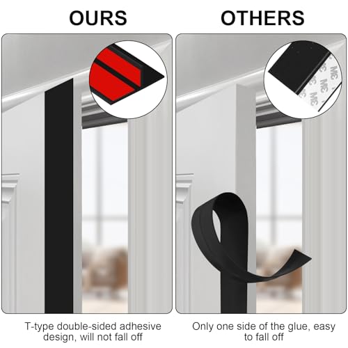 Image of T-Shaped Silicone Seal Strip for Door & Windows Gaps,Weather Stripping Door Seal Strip,20Ft Door Draft Stopper for Side of Door (Black)