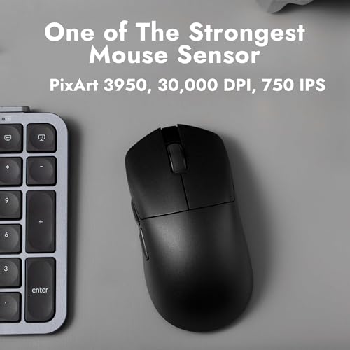 Image of LEMOKEY - Keyvhron G1 8K Wireless Gaming Mouse, 55g Lightweight, PixArt 3950 Sensor, 30K DPI, 140H Battery, Bluetooth /2.4G /USB-C, Ergonomic, Launcher Programmable, Black