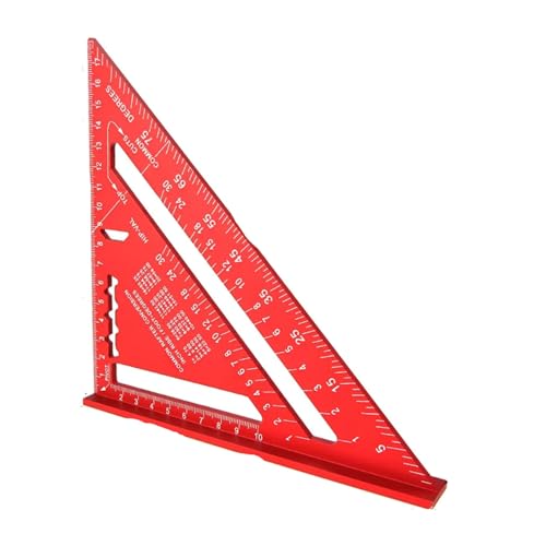 Regla triangular métrica con ángulo cuadrado de aluminio rojo para trazar con precisión