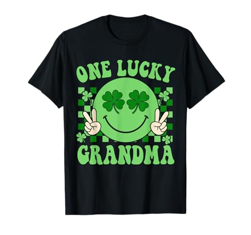 St Patricks Day Family Matching Groovy One Lucky Grandma T-Shirt