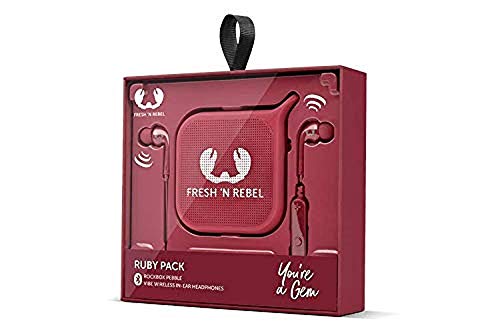 Fresh ‘n Rebel Pack – Cuffie intrauricolari Vibe + altoparlante Pebble, Ruby