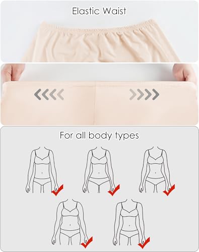 Image of MANCYFIT Half Slips for Women Underskirt Dress Extender Lace Trim Knee Length Midi Skirt 19-26 inch Length