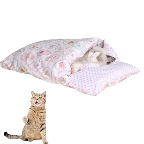 猫 寝袋 洗いやすい 冬 ぬくぬく 猫 布団 ケージ用 寝床 可愛い 猫 ふとん 筒型 冬用ハウス寒さ対策 ペットベッド 猫犬小動物用 保温防寒 猫 ドーム型ベッド 可愛い 冬寒さ対策 (紫,S)