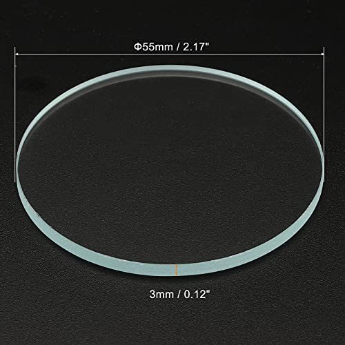 PATIKIL 2.17x0.12 Dia Flashlight Glass Len, 2 Pcs Polished Edge Glass Lens for LED Light Source Lens Handheld Flashlight Replacement, Transparent - Image 2