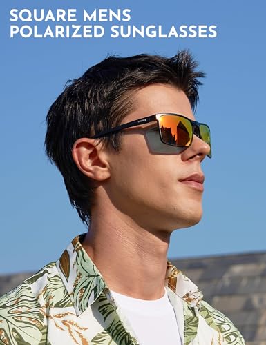 Image of BIRCEN Polarized Anti-Glare Sunglasses for Men: Lightweight Metal Wrap around Sun Glasses UV Protection for Driving Fishing