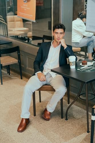 ArcBrothers Men's Chelsea Dress Boots Comfortable Leather Slip On Ankle Boots For Casual & Formal Occasions2