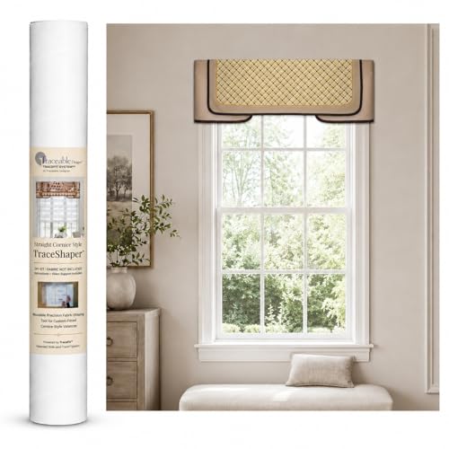 Traceable Designer No-Sew Straight Cornice Valance Kit, Patented No-Sew Trace-Cut-Hang Design Form...