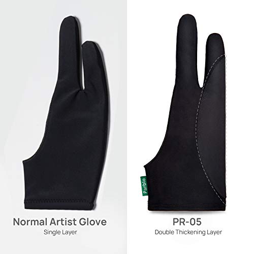 Parblo PR-05 Thickened Drawing Glove, Anti-Skid Two Finger Gloves for Drawing Tablets, Graphics Monitor, iPad, Sketching, Suitable for Left and Right Hand