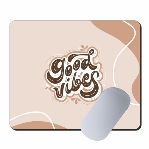 Image of Good Vibes Mouse Pad 9 inch x 7.5 inch - Non-Slip Desk Mat with Positive Quote Design - Smooth Surface for PC & Laptop - Office, Home & Gaming Accessory