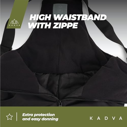 KADVA Skihose für Kinder SKIRO Pants JR in Schwarz Größe 110 cm Wasser- und Winddicht mit offenen Taschen und Hosenträgern Ausgestattet mit reflektierenden Elementen und Logo