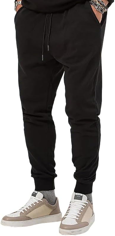 Drawstring Jogger Pants for Men Cargo Cotton Polyester Joggers Mens Casual Fall Outdoor Sweatpants with Pockets