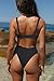 geluboao Women's Two Piece Black Swimsuits Sexy V Neck Kont Front Cheeky High Cut High Waisted Thong Bikini Set XL