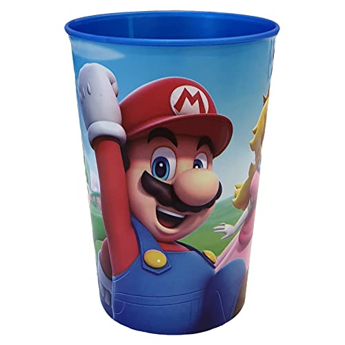 CARTOON Bicchiere per bambini, Super Mario, 260 ml, in plastica riutilizzabile