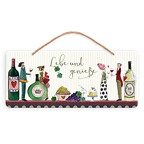 Blechschild Wein mit Spruch 'Lebe und genieße' | Metallschild zum...
