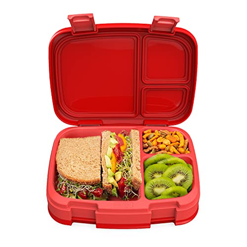 Bentgo® Fresh – Leak-Proof, Versatile 4-Compartment Bento-Style Lunch Box with Removable Divider, Portion-Controlled Meals for Teens and Adults On-The-Go – BPA-Free, Food-Safe Materials (Red)