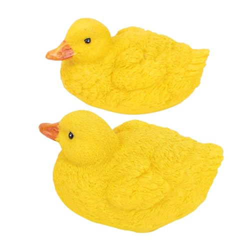 2 Patos flotantes para Estanque, Resina simulación Pato jardín Estatua pequeñas Figuras de Resina Estanque decoración para jardín al Aire Libre Patio césped (Patos Amarillos)
