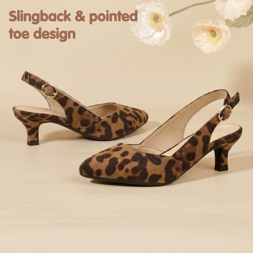 Image of PANDANINJIA Girls Dress Shoes Kitten Heels Sandals Closed Pointed Toe Slingback Flower Girl Little Big Kid Wedding Party School Pumps Shoes