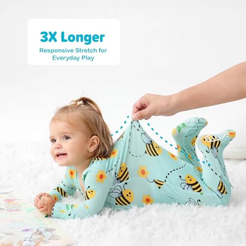 Image of Baby One-Piece Footies Long Sleeve Rompers 2-Way Zipper, Viscose from Bamboo Baby Bodysuit Clothes for Boys Girls