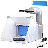 Hotorda Portable Airbrush Spray Booth with 3 LED Lights, Extra Replaceable Extra Filter Pad, Turn Table and 6ft Exhaust Extension Hose for Hobby, Painting, Art Craft, Model