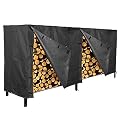 CAMPMAX Outdoor Firewood Racks Cover 8 ft, Heavy Duty Waterproof Log Rack Cover with Velcro for Wood Rack, Black