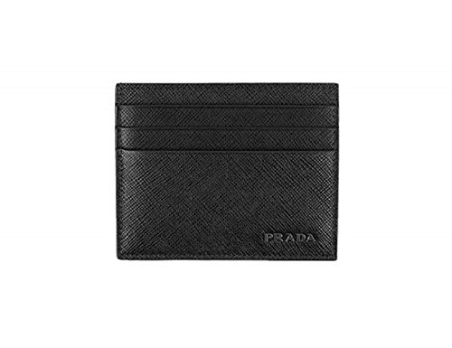 Prada Lux Saffiano Bicolor Card Case, Nero/Mercurio (Black/Gray) 2MC2233
