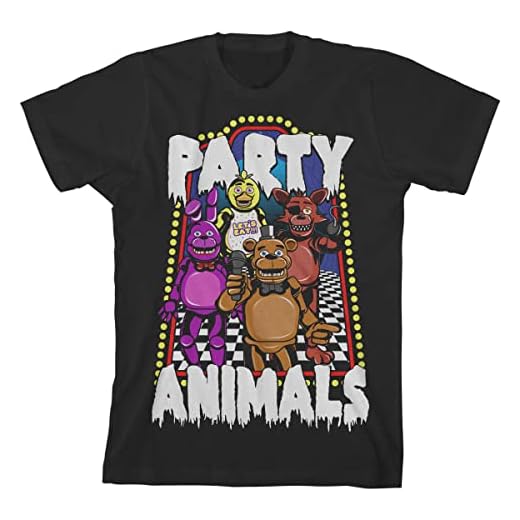 Camiseta masculina Five Nights at Freddy's Party Animals preta, Preto, P