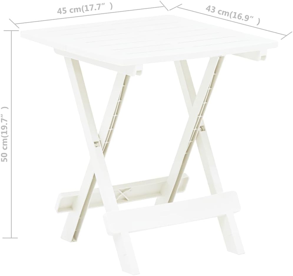 White Plastic Garden Table Small Foldable Bistro Table Lightweight Outdoor Patio Table for Dining and Entertaining in Garden or Terrace Spaces