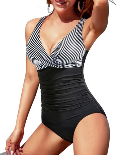 Holipick One Piece Swimsuit for Women Tummy Control Push Up 1 Piece Bathing Suit Slimming V Neck Swimwear4