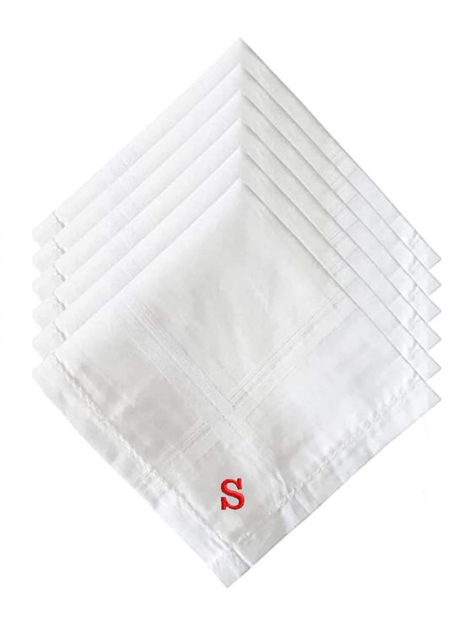 Mrunals Fashion-Men Handkerchief with Alphabet Embroidery, Size 45 cmx45 cm, White Color and Cotton Handkerchief, embroidery color Red-picture-33
