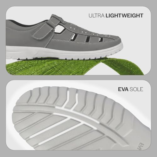 Image of FAUSTO Men's Feather Light EVA Sole Shoe Style Comfortable Dress Sandal With Memory Cushion|Stitched Hook & Loop Sandal For Work|Evening|Festive