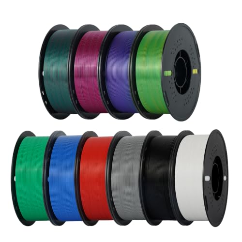 Image of Kingroon PLA 3D Printer Filament,10 Rolls, 10kg Spool(22lbs),Single and Triple Color1.75 mm,4 Triple Color Silk PLA+6 PLA