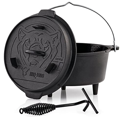 BBQ-Toro Dutch Oven Série émail | émaillé | casserole en fonte | cocotte avec lève-couvercle, casserole en fonte, casserole à feu, casserole (DO45E - 4,2 litres, casserole avec pieds)