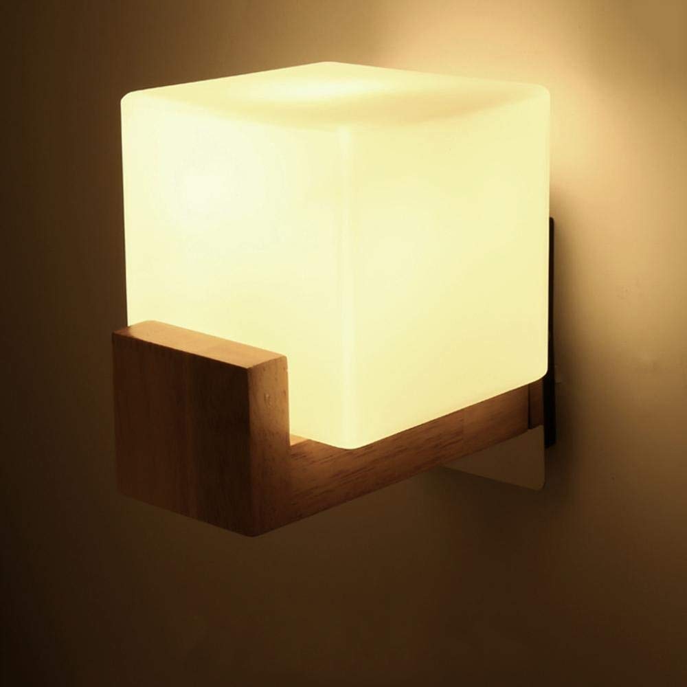 Lámpara de pared de madera maciza y vidrio con tecnología LED 3W E27 6
