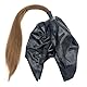Latex-Maske mit Zopf, Schwarz mit braunen Haaren, für BDSM, Fetisch, Bondage, Halloween, Cosplay (Glattes Haar, XL)