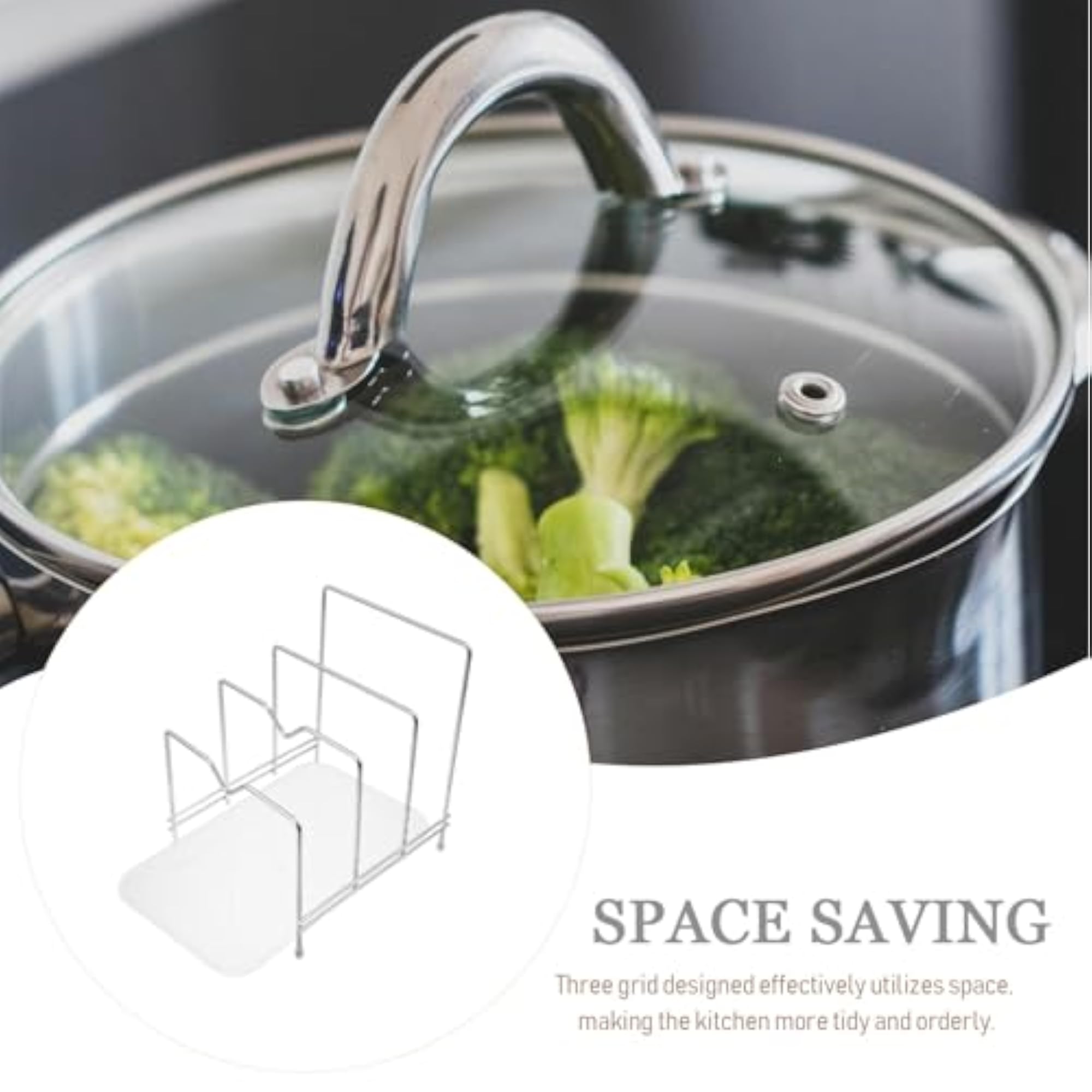 Stainless Steel Cutting Board Holder and Pan Lid Rack