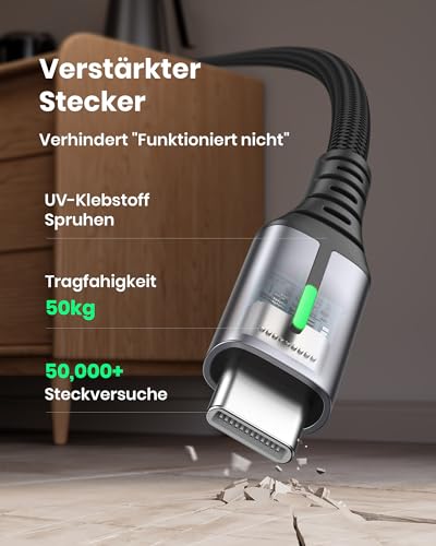 4. Bild von INIU USB C Kabel, (5 Stück/1+1+2+2+3m) Ladekabel USB C 3,1A QC 3,0 Schnellladekabel, Typ C Handy Ladekabel für PS5 Samsung S22 Ultra S21 Xiaomi 11 iPad Air Google Pixel 7 Pro Huawei P50 Xperia usw. 2m+2m+1m+1m+0.5m