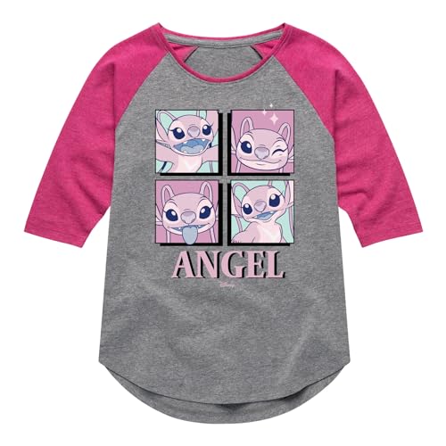 Disney - Lilo & Stitch - All The Expressions of Angel - Toddler & Youth Girls Raglan Graphic T-Shirt
