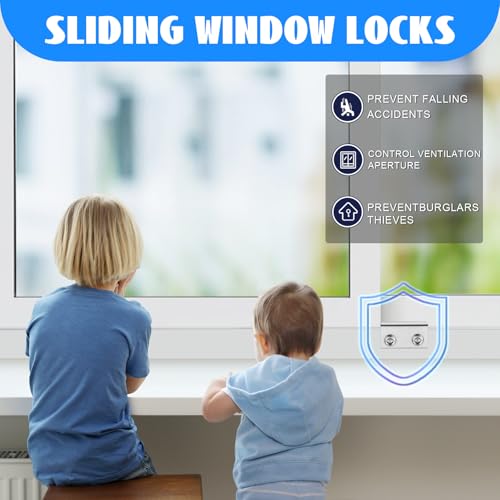 HYIEOU Sliding Window Locks (6 Sets), Secure Window Lock with Key, Window Locks for Up and Down Windows & Horizontal Sliding Windows, Adjustable Window Lock, Sturdy and Durable, Does Not Deform. by HYIEOU - Image 2