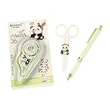 LEMONSTONE Panda Schreibwaren Set, Korrekturband, Kugelschreiber und Schere, Korrekturroller Schreibwaren Set, Schreibzubehör für Schule und Büro Geschenke Party Gastgeschenk Jungen Und Mädchen