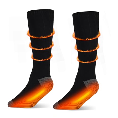 Rasfalo Heated Socks for Men Women, Rechargeable Heated Socks with 4000mAh Battery 3 Heating Levels, Electric Socks Thermal Foot Warmer Socks for Winter Outdoor Sports, Camping, Hunting, Hiking