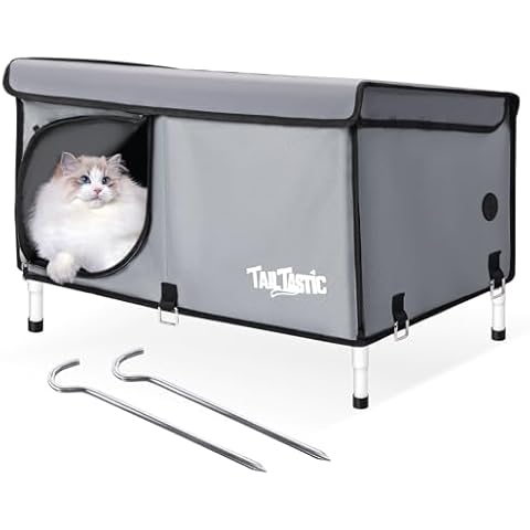 Outdoor Cat House Elevated,Insulated Feral Cat House Outdoor for Winter,Waterproof Cat Outdoor Bed with Cozy Cushion(Grey, Large) Cover