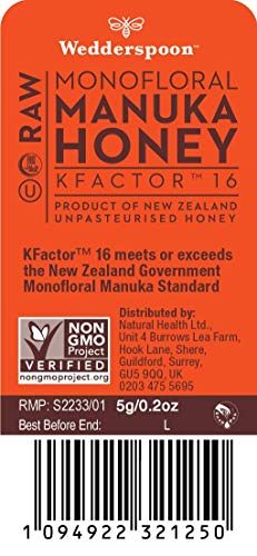 Wedderspoon 100% Raw Manuka Honey KFactor, 24 Count