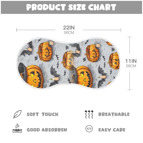 Muslin Burp Cloth for Baby 2PCS Halloween Pumpkins Super Absorbent Burping Cloths, Bibs for Newborn Boys Girls4